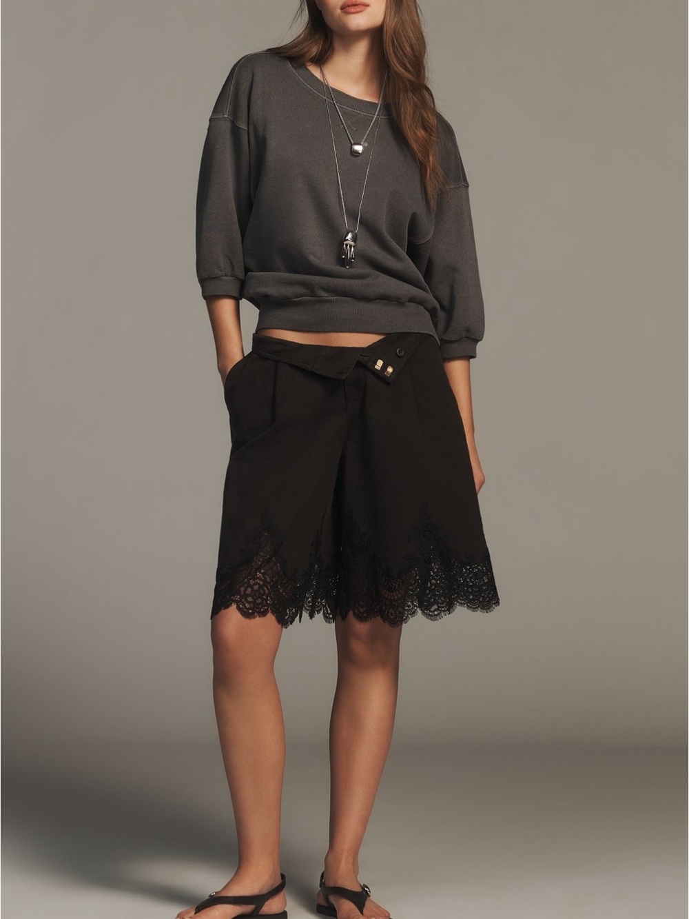 Pilcro Niki Bubble Sweatshirt in Charcoal - Picture 2 of 12